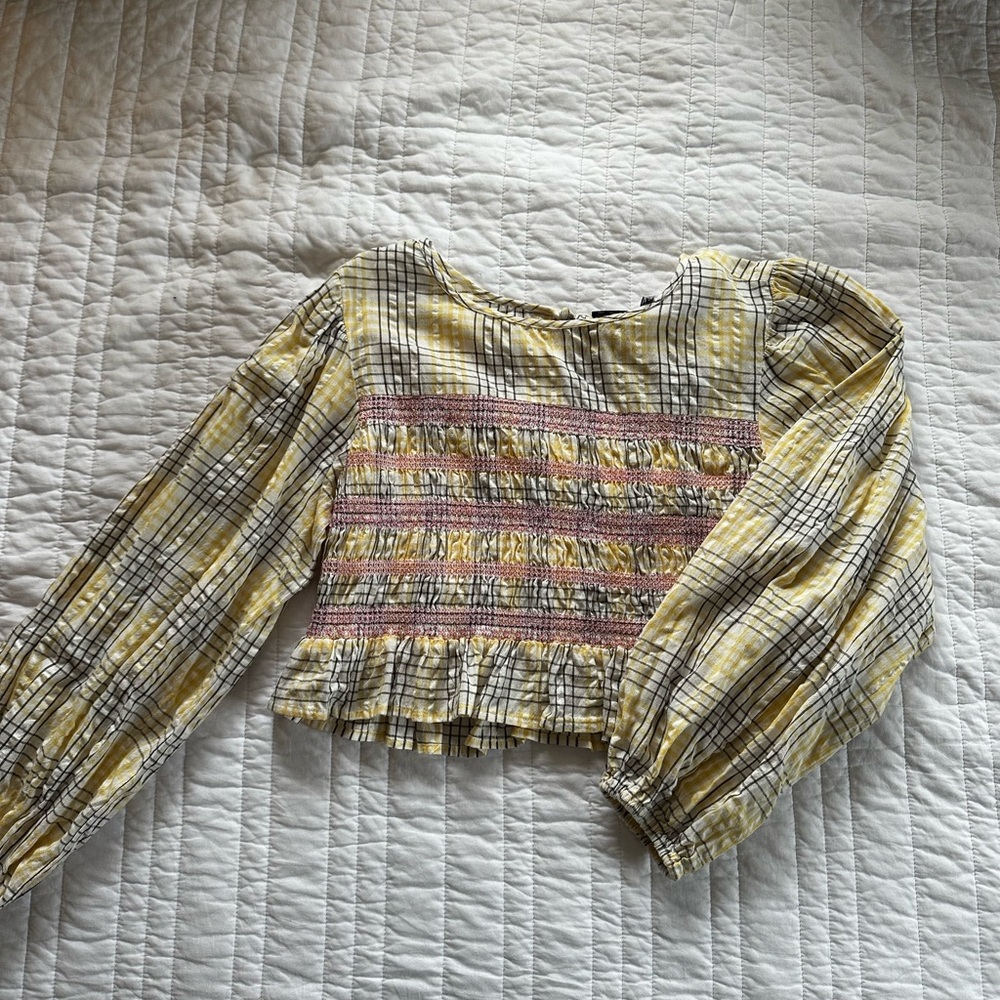 Plaid Yellow and Pink Women's Top